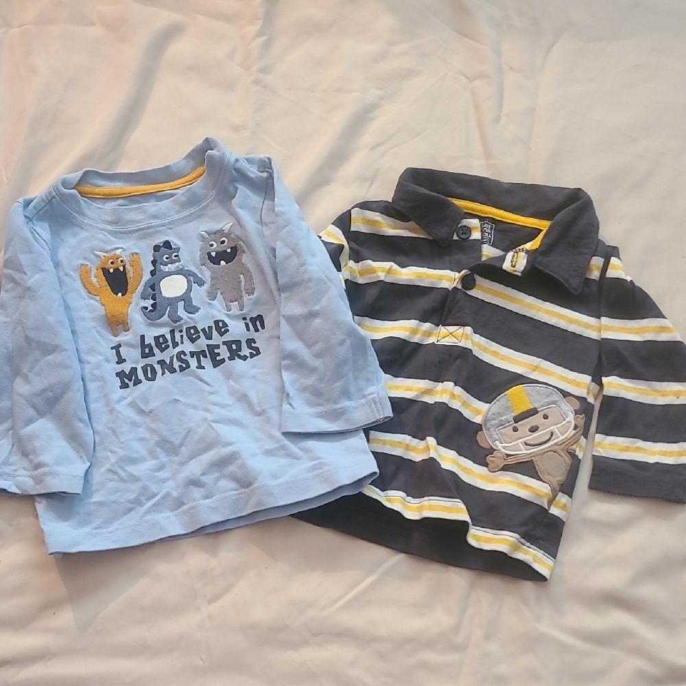Crazy 8 Blue and Gray Kids Long Sleeve Tees